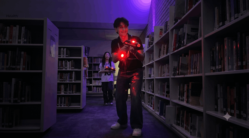 Laser Tag indoor at night